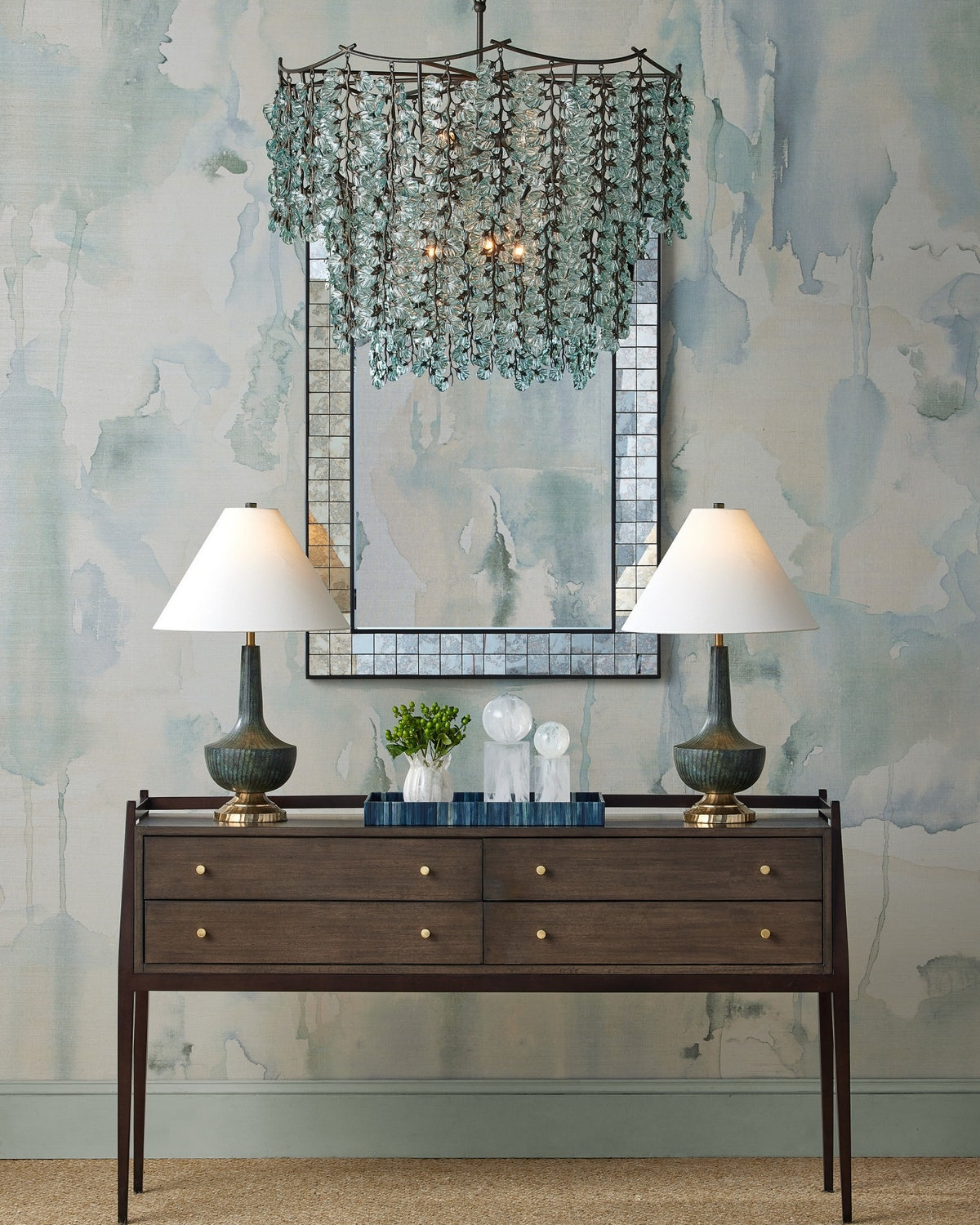 Currey and Company - 6000-1060 - One Light Table Lamp - Djinn - Verdigris/Antique Brass