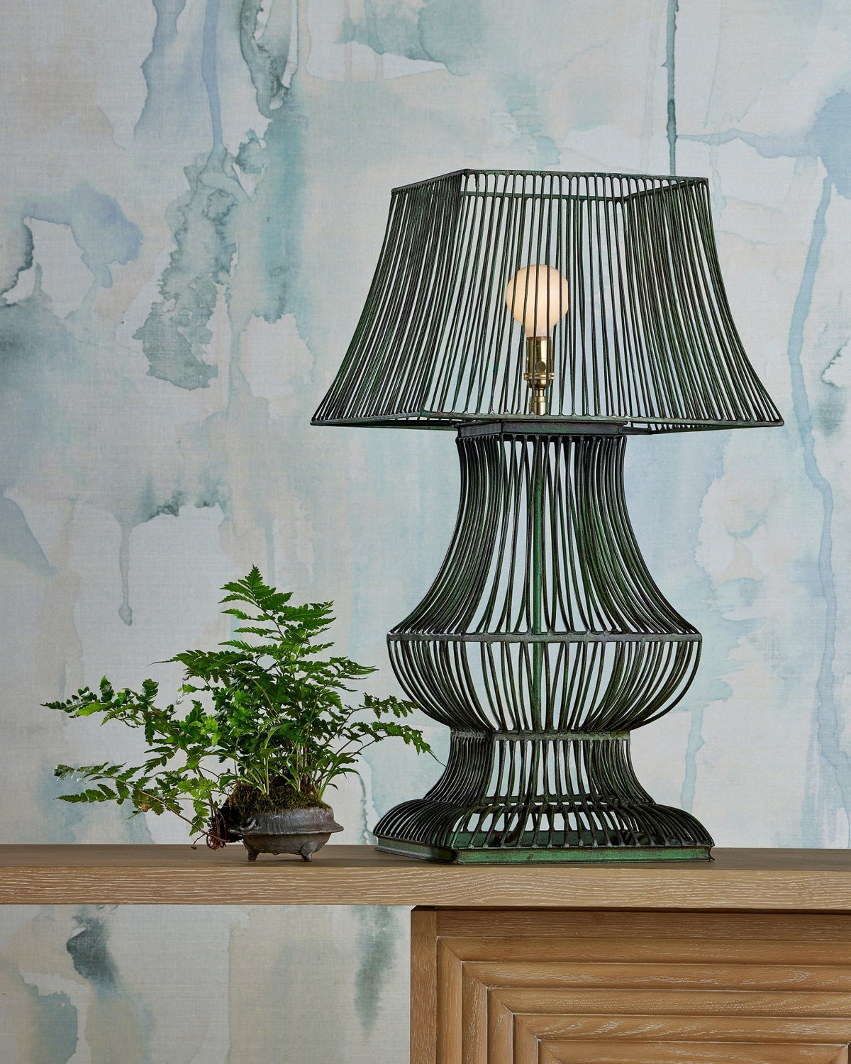 Currey and Company - 6000-1062 - One Light Table Lamp - Tuteurs - Distressed Green