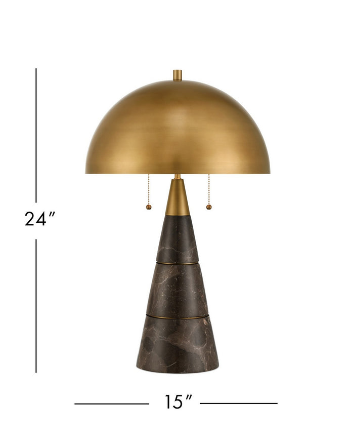 Currey and Company - 6000-1065 - Two Light Desk Lamp - Edith - Coffee Brown/Antique Brass