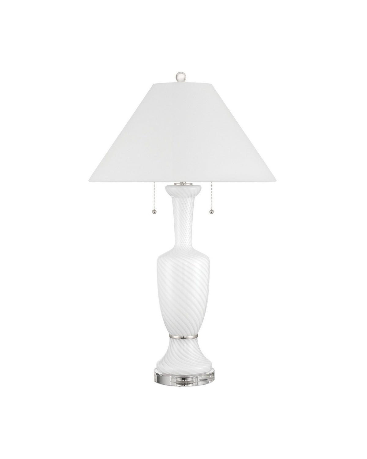 Currey and Company - 6000-1066 - Two Light Table Lamp - Classico - White/Clear/Polished Nickel