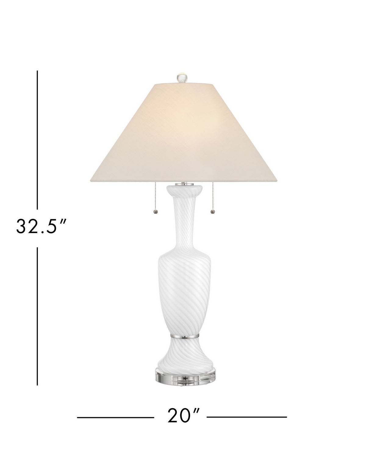 Currey and Company - 6000-1066 - Two Light Table Lamp - Classico - White/Clear/Polished Nickel