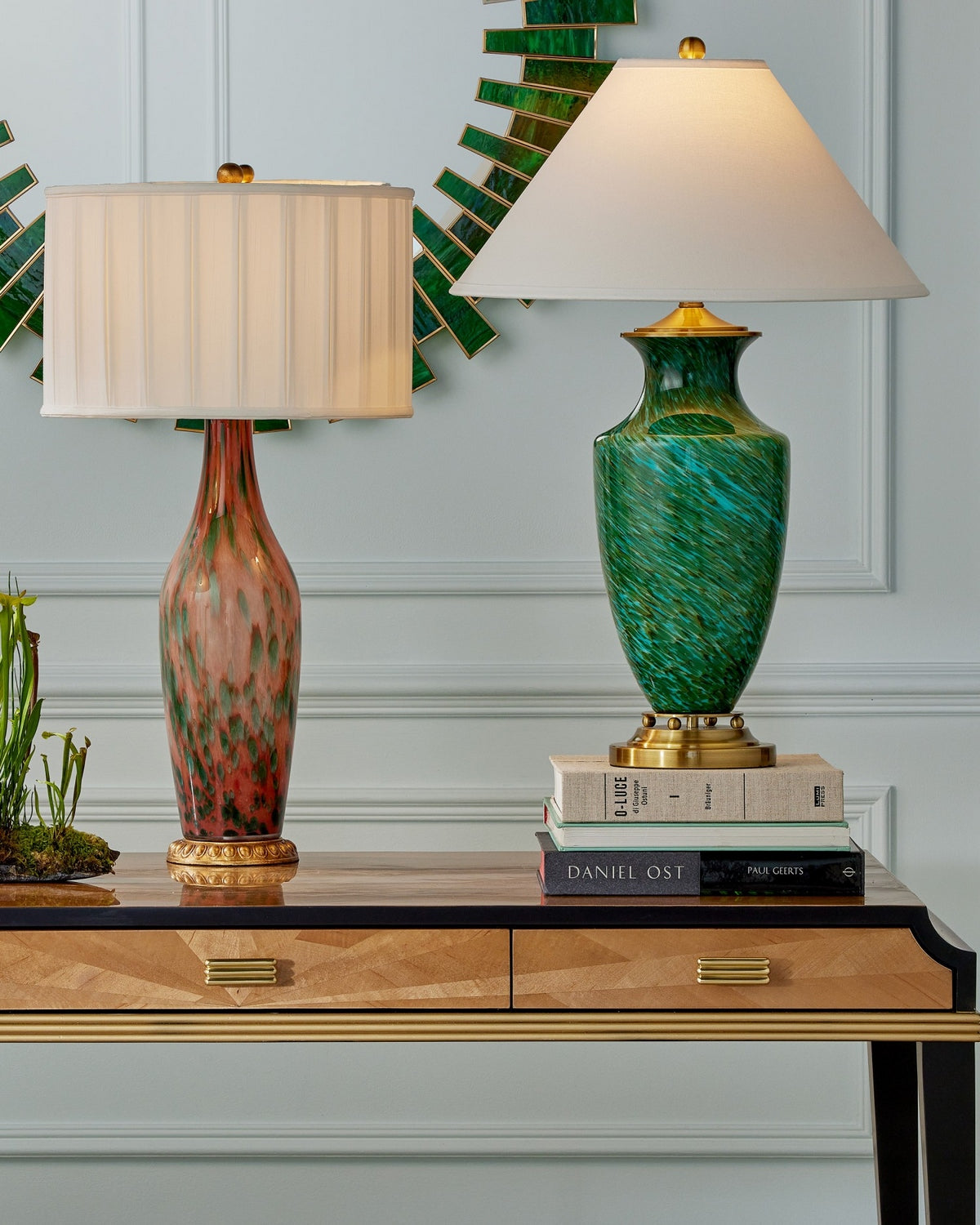 Currey and Company - 6000-1068 - One Light Table Lamp - Brielle - Pale Pink/Green/Brown/Gold Leaf