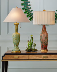 Currey and Company - 6000-1068 - One Light Table Lamp - Brielle - Pale Pink/Green/Brown/Gold Leaf