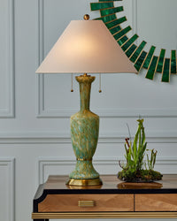 Currey and Company - 6000-1069 - Two Light Table Lamp - Classico - Green/Beige/Antique Brass