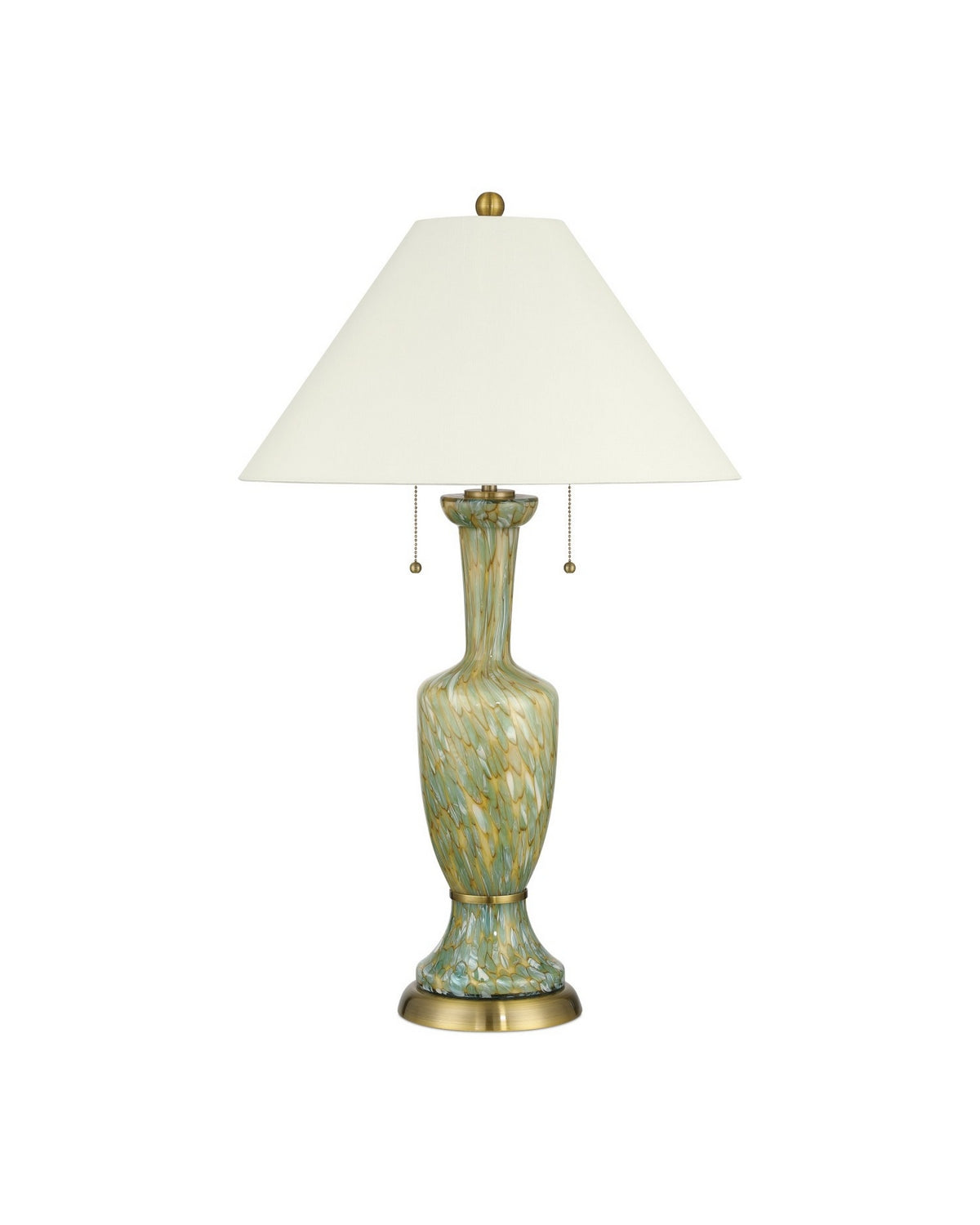 Currey and Company - 6000-1069 - Two Light Table Lamp - Classico - Green/Beige/Antique Brass