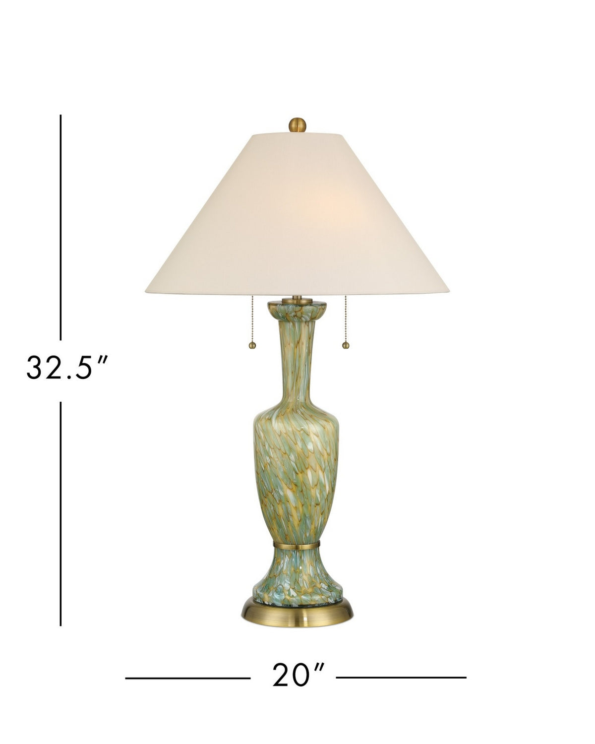 Currey and Company - 6000-1069 - Two Light Table Lamp - Classico - Green/Beige/Antique Brass