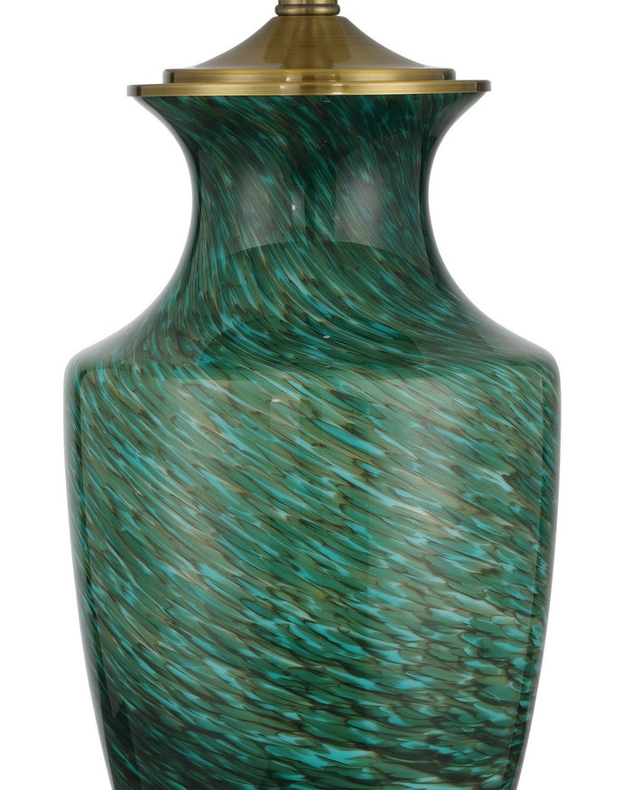 Currey and Company - 6000-1070 - One Light Table Lamp - Claude - Green/Antique Brass