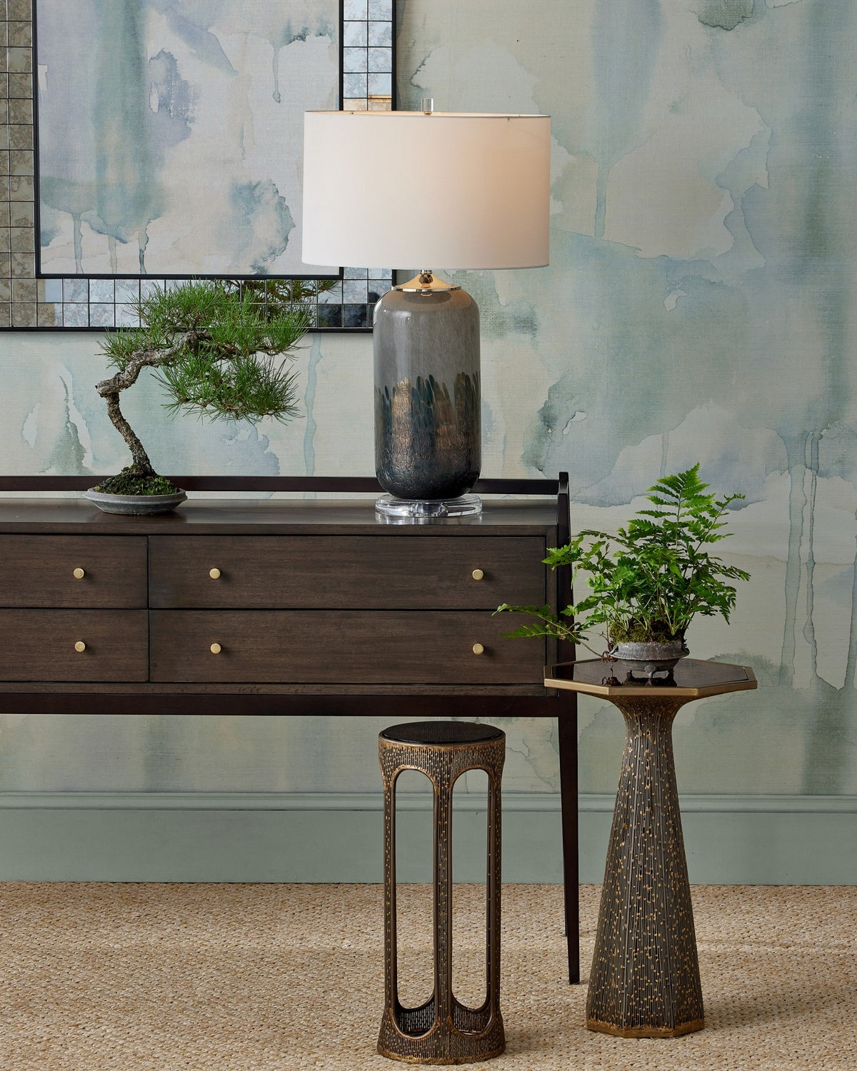 Currey and Company - 6000-1071 - One Light Table Lamp - Lewes - Gray/Clear/Polished Nickel