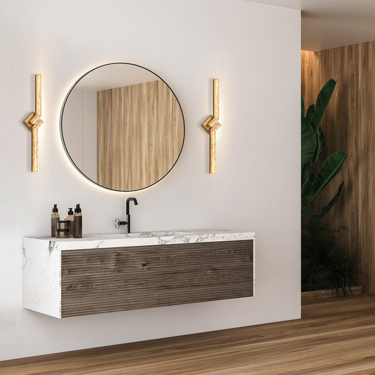 CWI Lighting - 1724W33-2-624 - LED Vanity - Contour - Brass