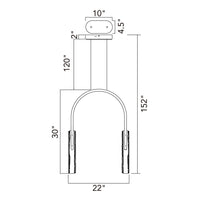 CWI Lighting - 1725P22-2-101 - LED Chandelier - Curva - Black