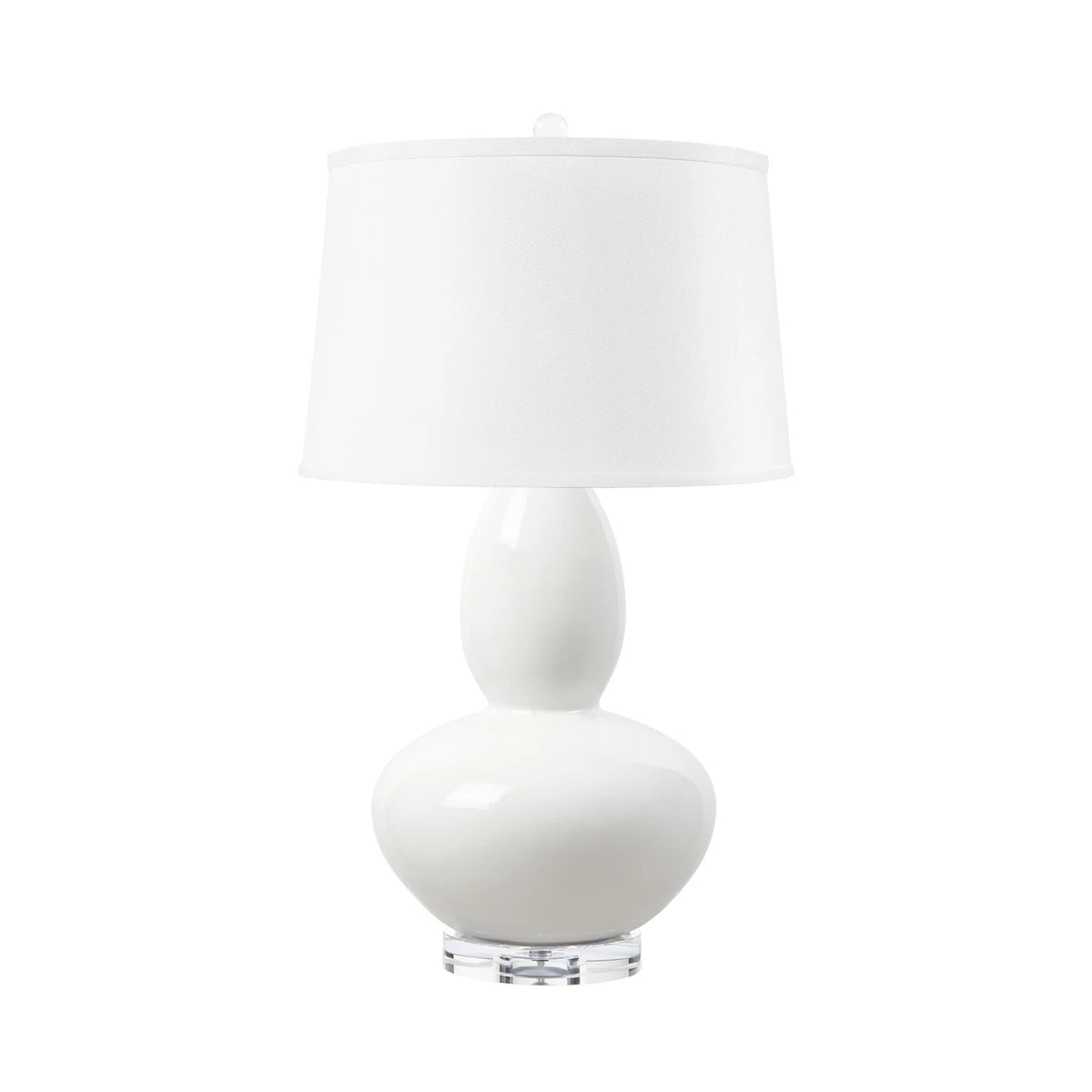 Villa & House Lisbon Lamp with Shade 17-inch White Linen, with Nickel, Alpine Gleam