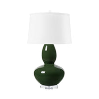 Villa & House Lisbon Lamp with Shade 17-inch White Linen, with Nickel, Forest Canopy