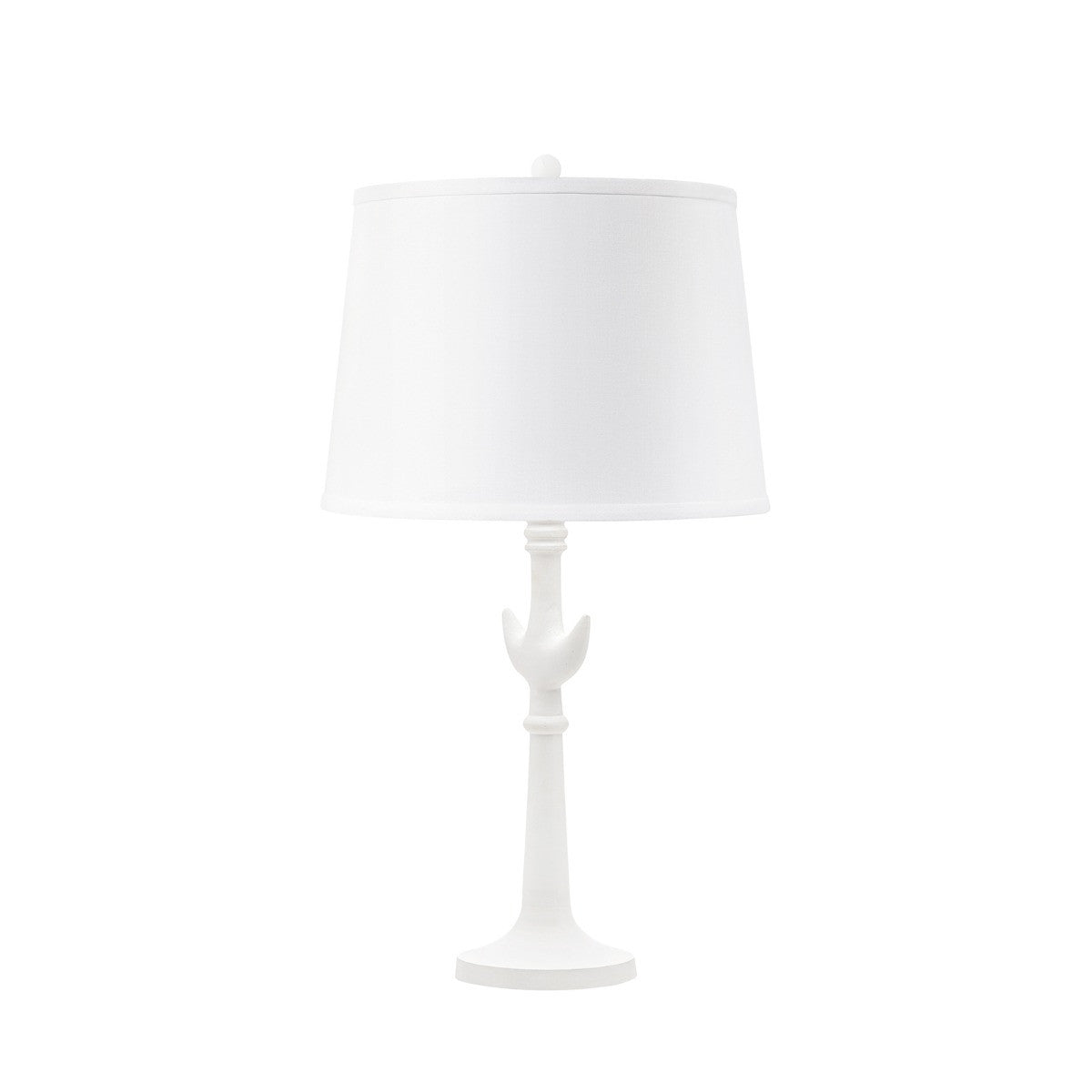 Villa & House Luna Lamp with Shade 14-inch White Linen, with Nickel, Plaster White