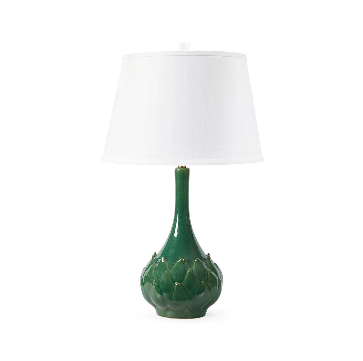 Villa & House Lotus Lamp with Shade 16-inch White Linen, with Gold, Sherwood Forest