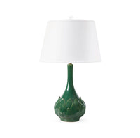 Villa & House Lotus Lamp with Shade 16-inch White Linen, with Gold, Sherwood Forest