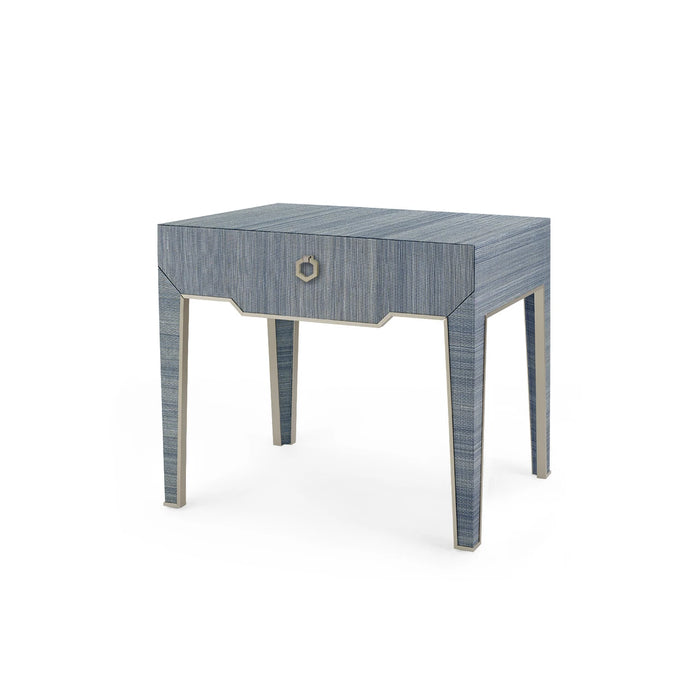 Villa & House Madeline 1-Drawer Side Table with Glass Top, Colonial Blue