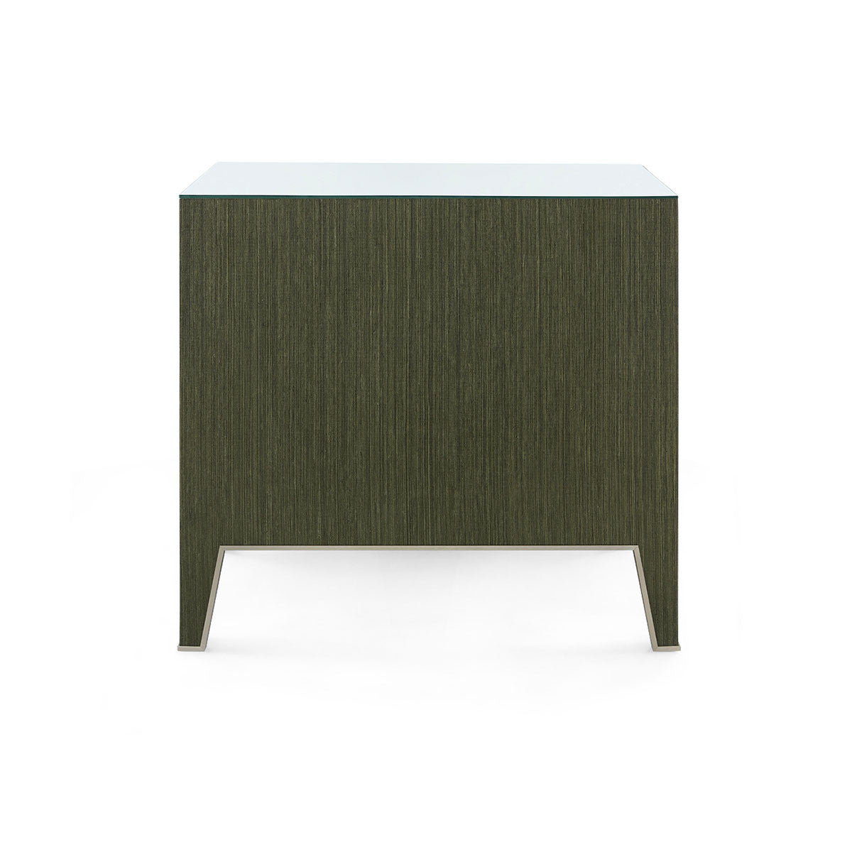 Villa & House Madeline 3-Drawer Side Table with Glass Top, Deep Olive