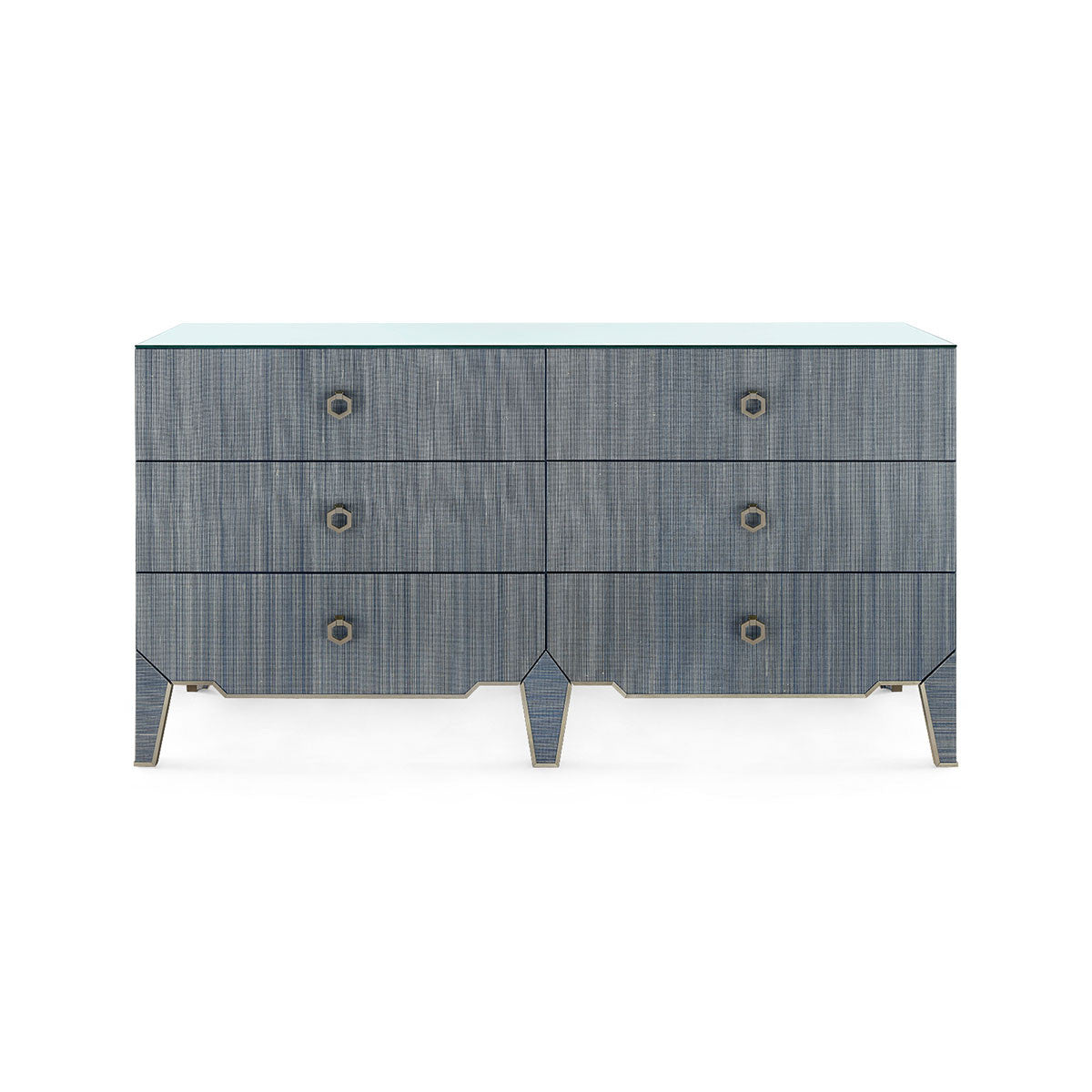 Villa & House Madeline Extra Large 6-Drawer with Glass Top, Colonial Blue Shimmer
