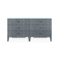 Villa & House Madeline Extra Large 6-Drawer with Glass Top, Colonial Blue Shimmer