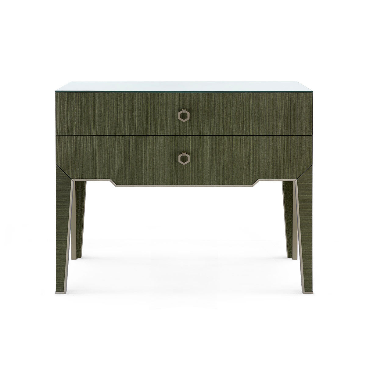 Villa & House Madeline Console with Glass Top, Deep Olive