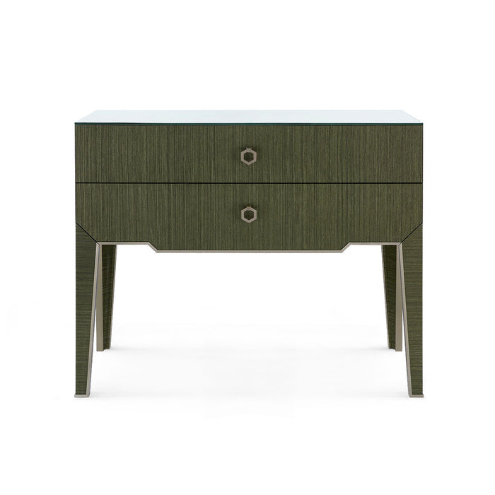 Villa & House Madeline Console with Glass Top, Deep Olive