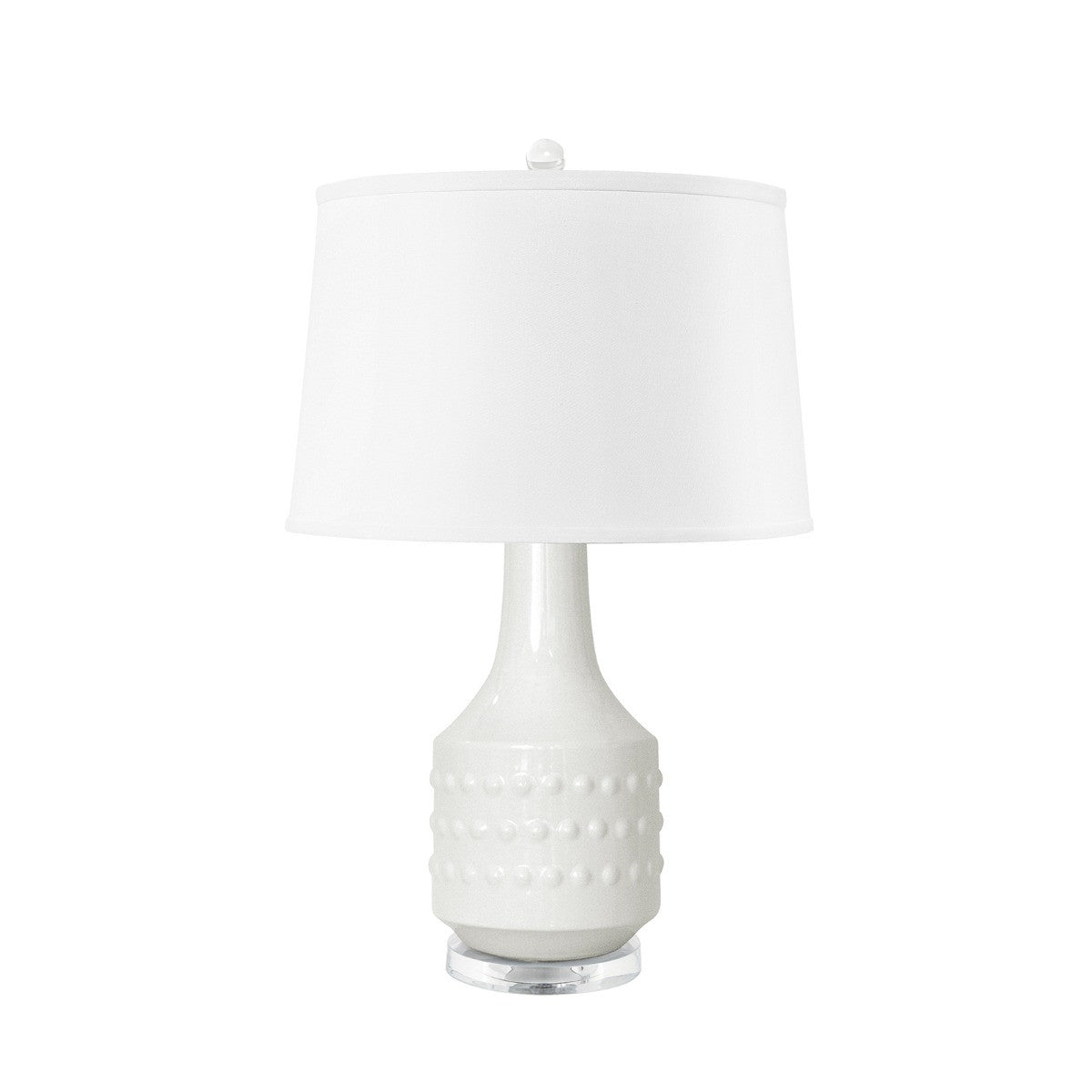 Villa & House Mariah Lamp with Shade 17-inch White Linen, with Nickel, White Cloud