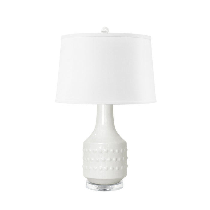 Villa & House Mariah Lamp with Shade 17-inch White Linen, with Nickel, White Cloud