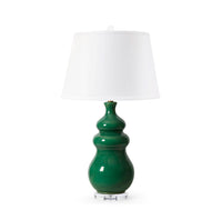Villa & House Maila Lamp with Shade 16-inch White Linen, with Gold, Basil Green