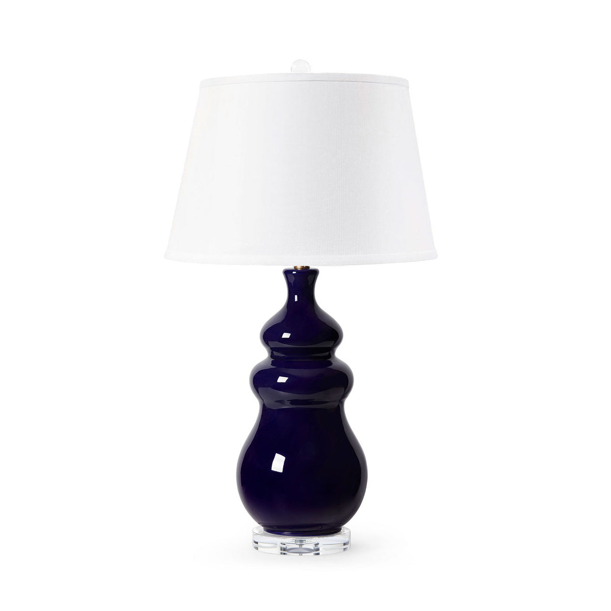 Villa & House Maila Lamp with Shade 16-inch White Linen, with Gold, Mako Blue