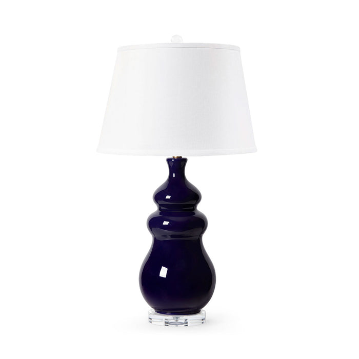 Villa & House Maila Lamp with Shade 16-inch White Linen, with Gold, Mako Blue