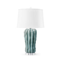 Villa & House Malibu Lamp with Shade 17-inch White Linen, with Nickel, Polar Mist