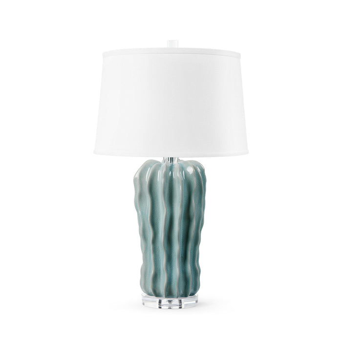 Villa & House Malibu Lamp with Shade 17-inch White Linen, with Nickel, Polar Mist