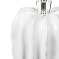 Villa & House Malibu Lamp with Shade 17-inch White Linen, with Nickel, Alpine Gleam