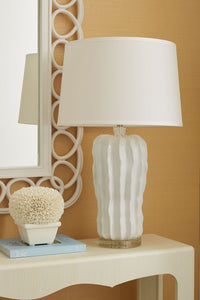 Villa & House Malibu Lamp with Shade 17-inch White Linen, with Nickel, Alpine Gleam