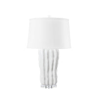 Villa & House Malibu Lamp with Shade 17-inch White Linen, with Nickel, Alpine Gleam