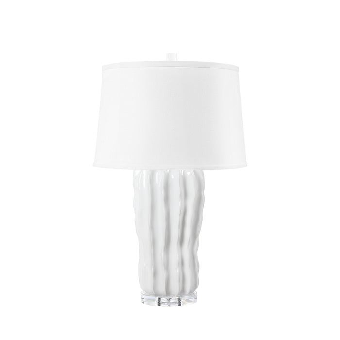 Villa & House Malibu Lamp with Shade 17-inch White Linen, with Nickel, Alpine Gleam