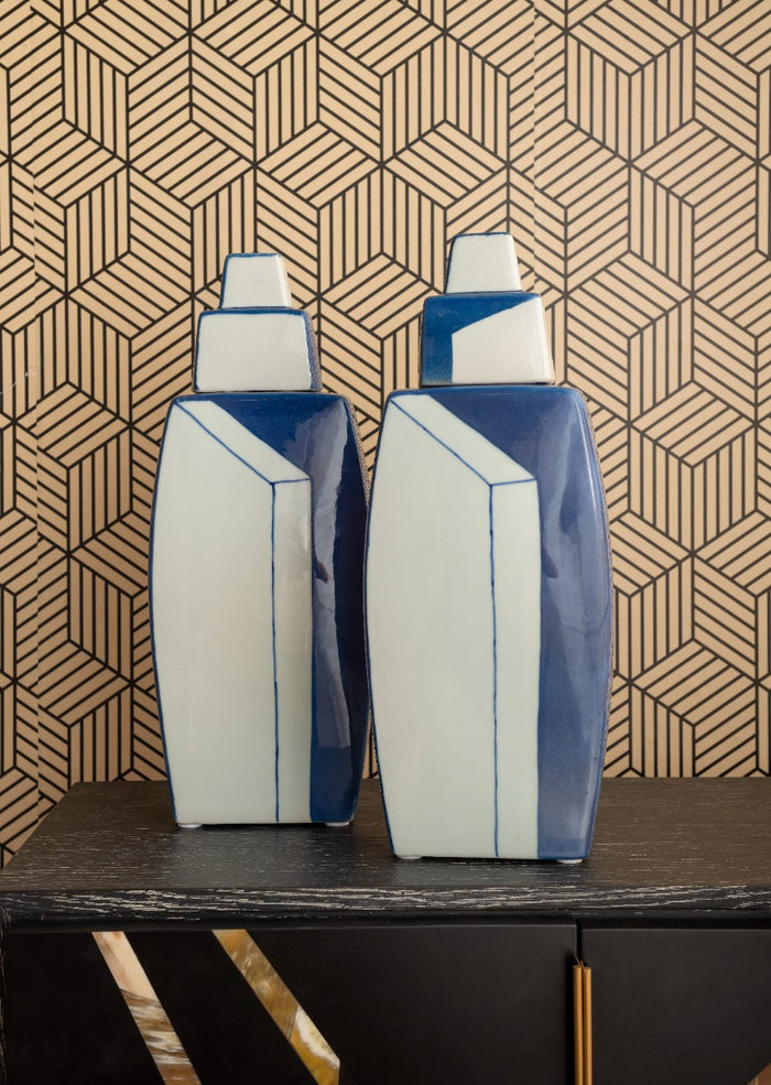 Villa & House Morandi Vase Pair (Set of 2), Blue and White