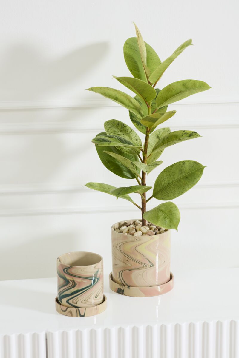 Design Shop Melage Pot with Saucer 7.5"x 7"