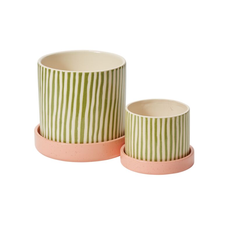 Design Shop Melancia Pot with Saucer 5.5"x 4.25", Set of 2