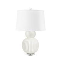 Villa & House Meridian Lamp with Shade 17-inch White Linen, with Nickel, White Cloud