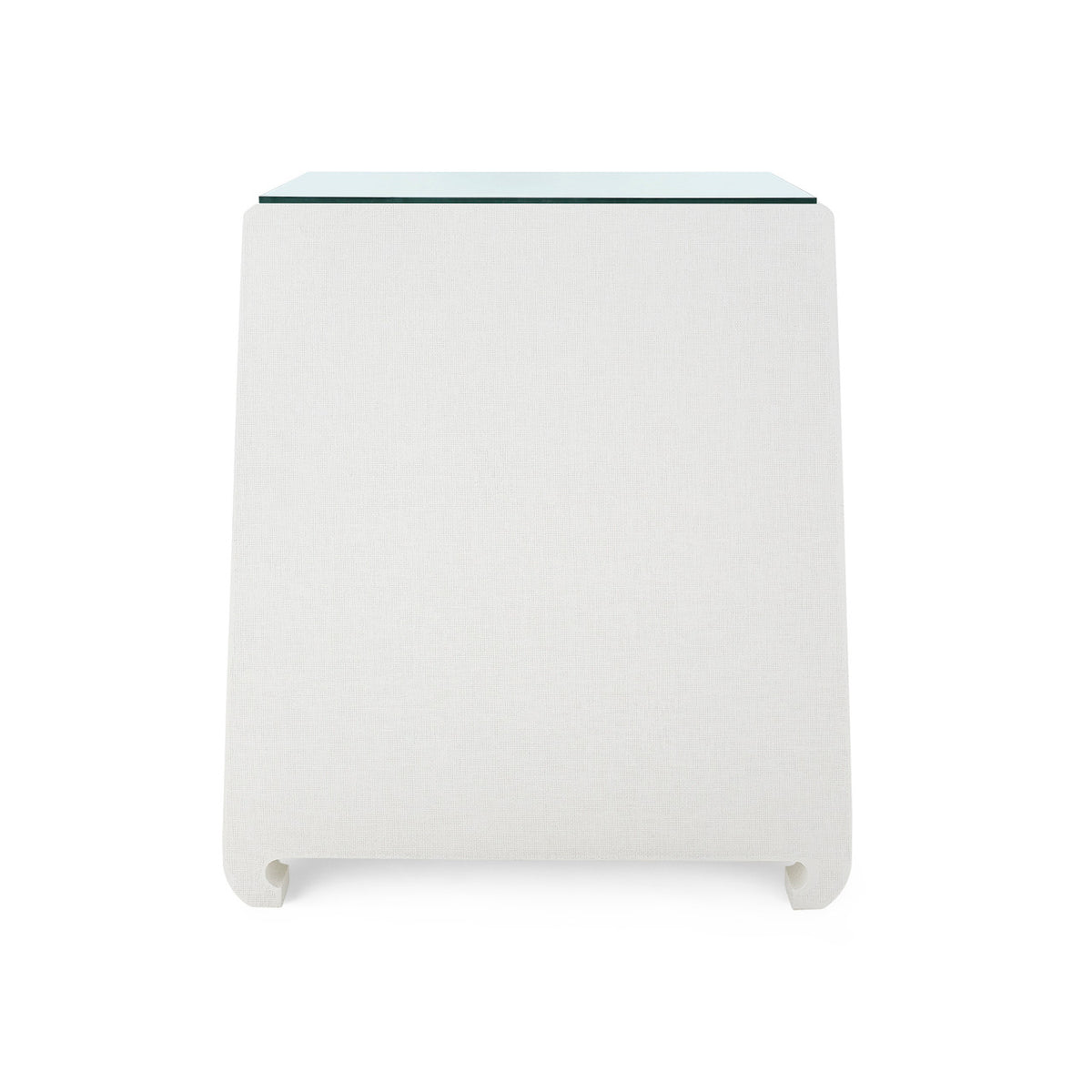 Villa & House Ming 2-Drawer Side Table with Glass Top, Chiffon White