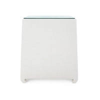 Villa & House Ming 2-Drawer Side Table with Glass Top, Chiffon White