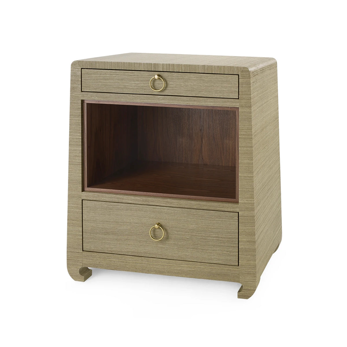 Villa & House Ming 2-Drawer Side Table with Glass Top, Sage Green