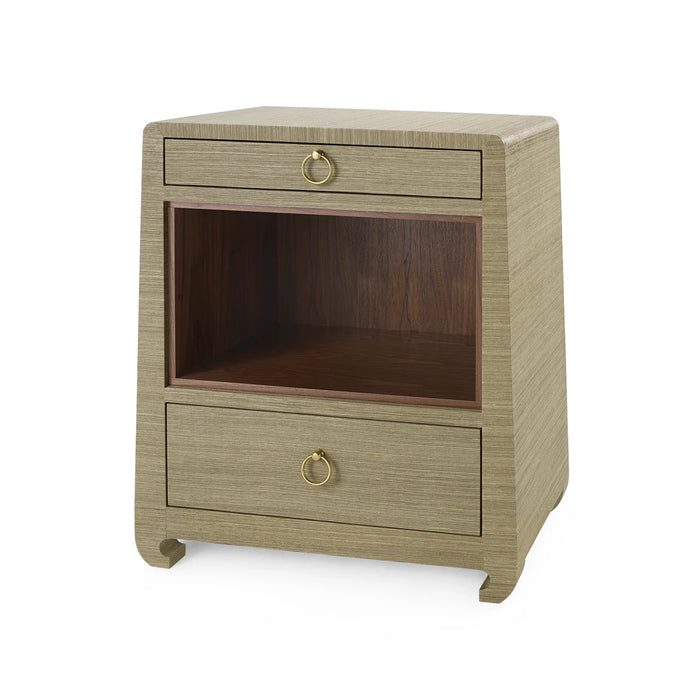 Villa & House Ming 2-Drawer Side Table with Glass Top, Sage Green