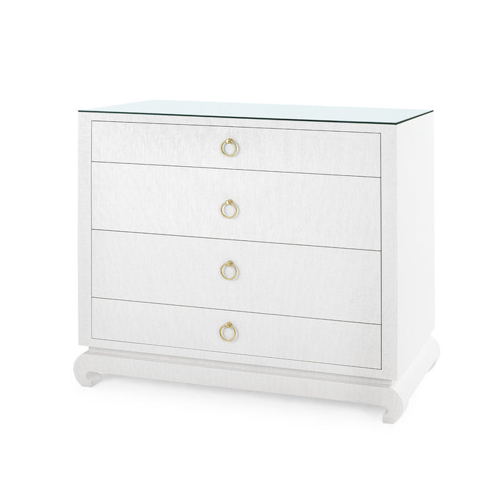 Villa & House Ming Large 4-Drawer with Glass Top, Chiffon White
