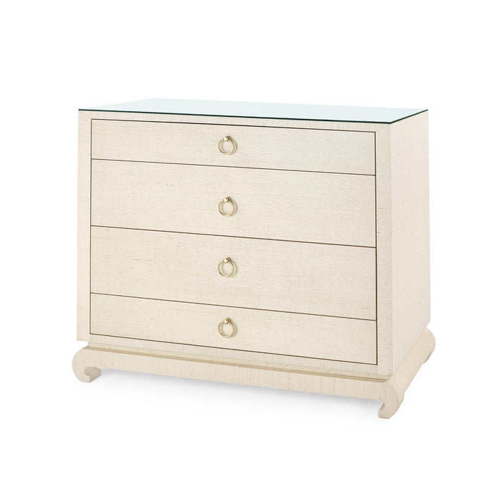 Villa & House Ming Large 4-Drawer with Glass Top, Canvas Cream