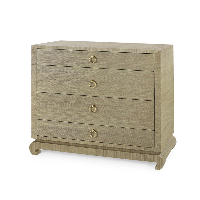 Villa & House Ming Large 4-Drawer with Glass Top, Sage Green
