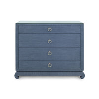Villa & House Ming Large 4-Drawer with Glass Top, Navy Blue
