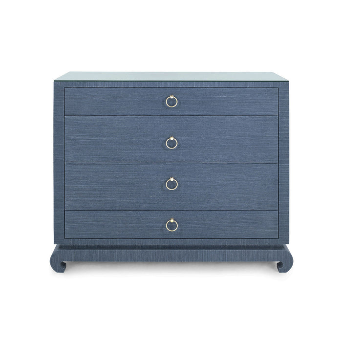 Villa & House Ming Large 4-Drawer with Glass Top, Navy Blue