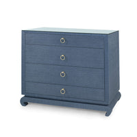 Villa & House Ming Large 4-Drawer with Glass Top, Navy Blue